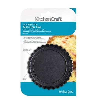 KitchenCraft Set of 4 Non-stick Mini Flan Tins 10cm