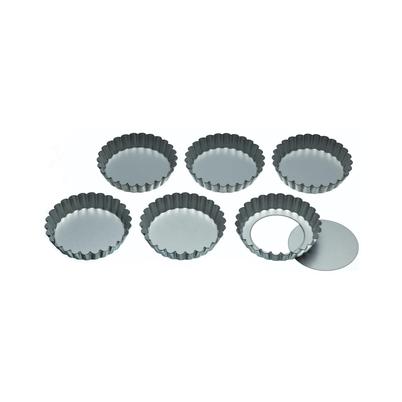 KitchenCraft Set of 6 Loose Base Tart Tins 10cm