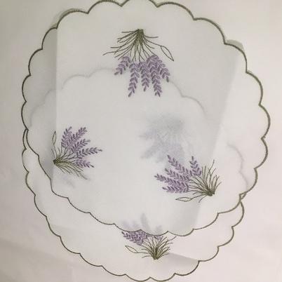 Lavender Embroidered Round Placemats 12in