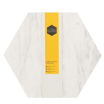 Kitchen Pantry Acacia Wood & Marble Cake Stand