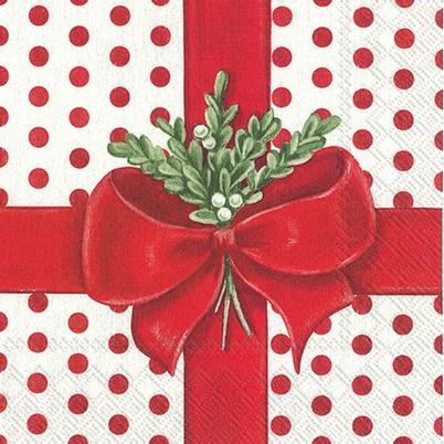 IHR Christmas Lunch Napkin A Present For You White Red