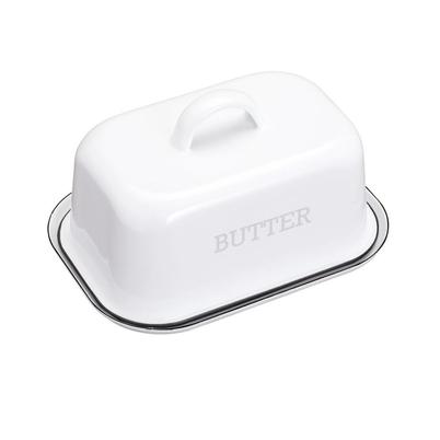 Living Nostalgia Enamel Butter Dish White
