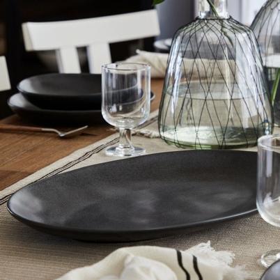 Costa Nova Livia Oval Platter Matte Black 45cm 