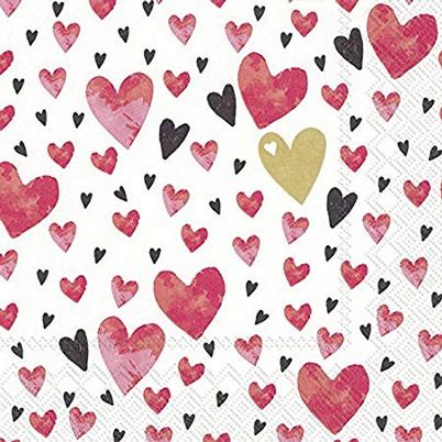 IHR Lunch Napkins Love You Gold Red