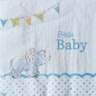 IHR Lunch Napkins Hello Baby Light Blue