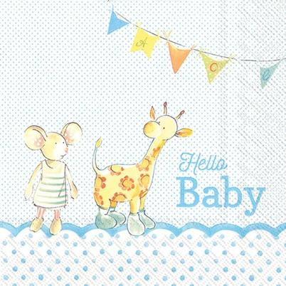 IHR Lunch Napkins Hello Baby Light Blue
