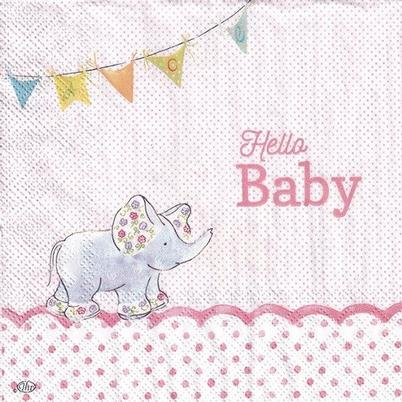 IHR Lunch Napkins Hello Baby Light Rose