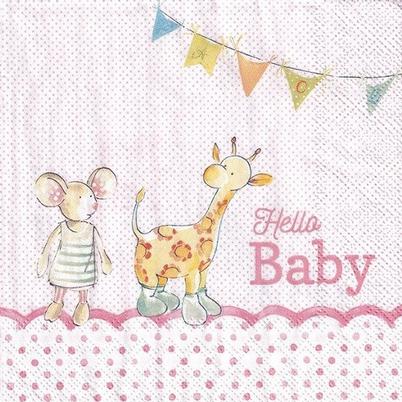 IHR Lunch Napkins Hello Baby Light Rose