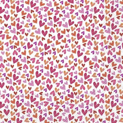 IHR Lunch Napkins Lots of Hearts Rose
