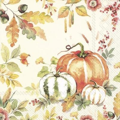 IHR Lunch Napkins Pumpkin Love Cream