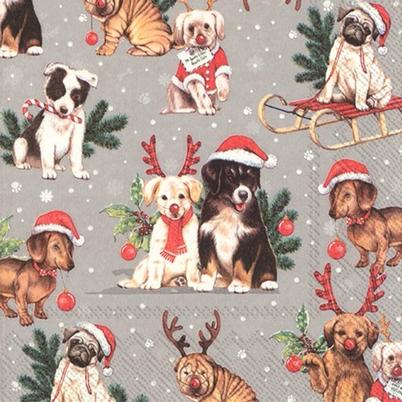 IHR Christmas Lunch Napkins Dogs Celebration