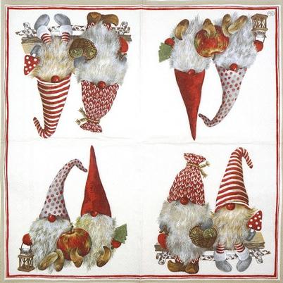 IHR Christmas Lunch Napkin Friendly Tomte Red