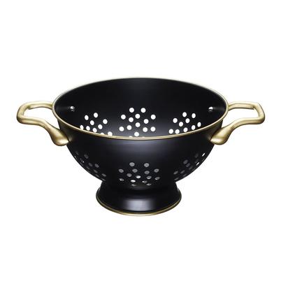 MasterClass Stainless Steel Colander Matt Black & Brass 24cm