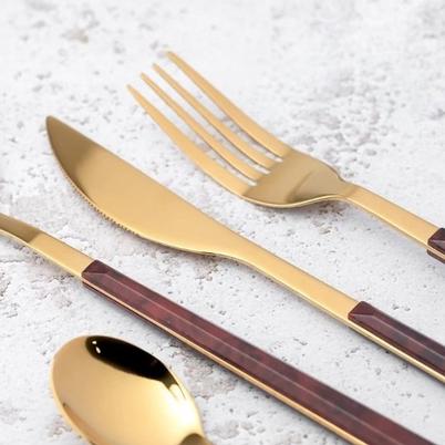 Mikasa Tortoise 16pc Gold Cutlery Set