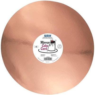 PME Pack of 3 Round Mirror Cake Cards Rose Gold
