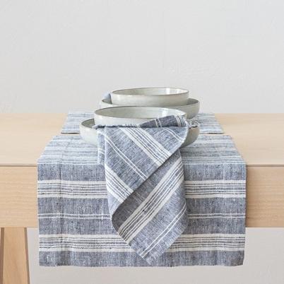 Linen Multistripe Indigo Napkin
