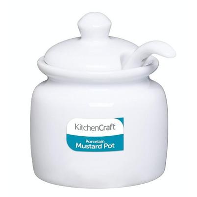 KitchenCraft Porcelain Lidded Mustard Pot & Spoon