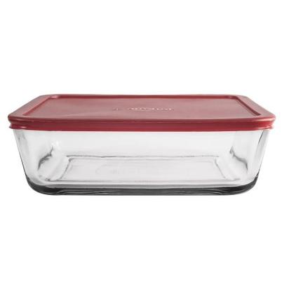Anchor Hocking Rectangle Glass Container Red