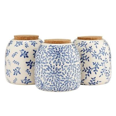 Repose Orbit Canister Assorted Beige & Blue Floral