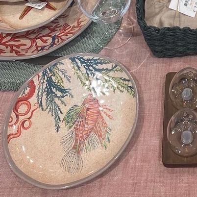 Sea Life Set of 2 Oval Plates