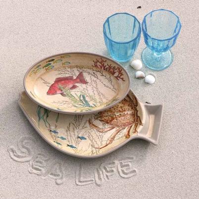 Sea Life Set of 2 Fish Plates