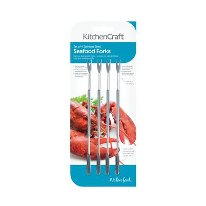 KitchenCraft Set of 4 Stainless Steel Seafood Forks 