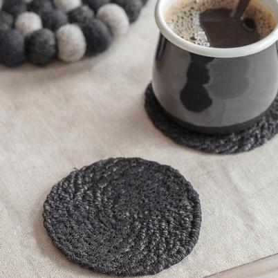 Garden Trading Set of 4 Jute Coasters Black