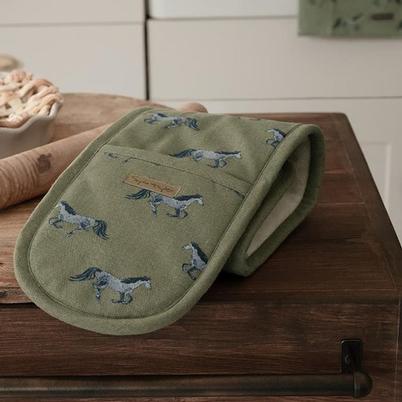 Sophie Allport Grey Horse Double Oven Glove