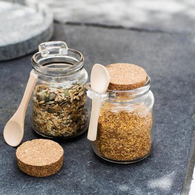 Glass Sprinkle Jars Set of 2 with Wooden Spoons