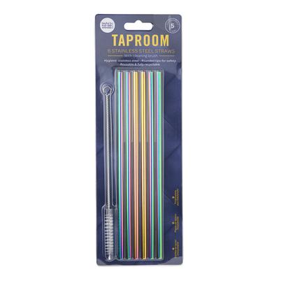 Taproom Stainless Steel Straws & Brush Set Rainbow