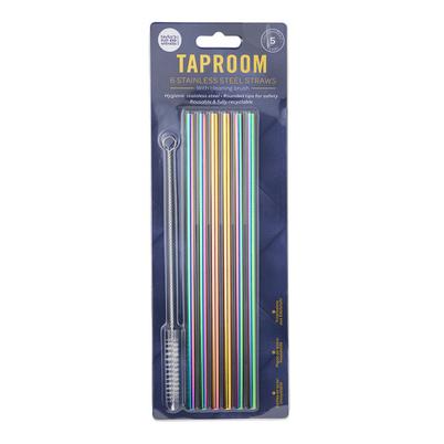 Taproom Stainless Steel <b>Straw</b>s & <b>Brush</b> Set Rainbow