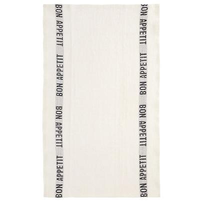 Charvet Editions Linen Tea Towel White, Black Bon Appetit