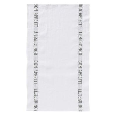 Charvet Editions Linen Tea Towel White, Green Bon Appetit