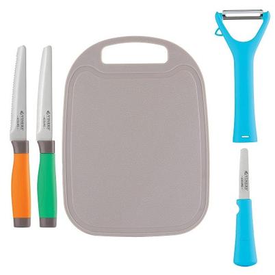Viners Assure Colour Code Knife, Peeler & Board Set