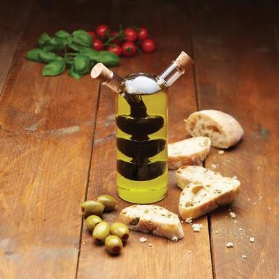 KitchenCraft World of Flavours Italian Glass Dual Oil & Vinegar Cruet Bottle