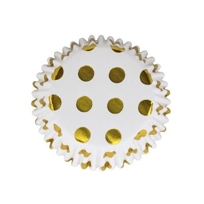 PME 30 Standard Foil Cupcake Cases White & Gold Polka Dots