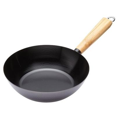 World of Flavours Oriental Carbon Steel Non-Stick Wok-Wooden Handle 25cm