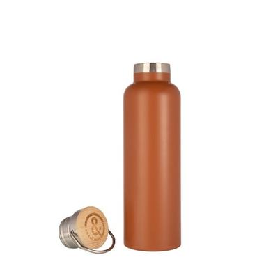 &Again Double Walled 750ml Bottle Bamboo Rust