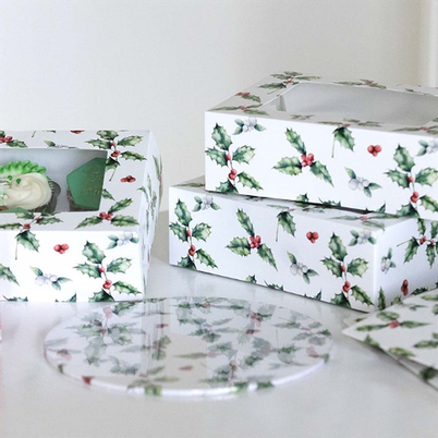 Baked With Love 6 or 12 Vintage Holly Cupcake Box Twin Pack