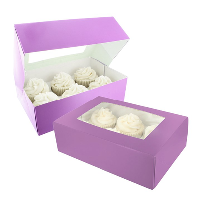 Baked With Love 6 or 12 Purple Cupcake Box Twin Pack
