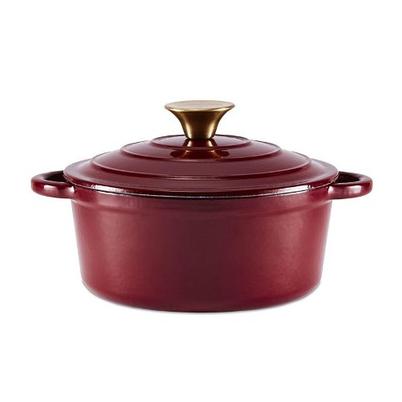 Barbary & Oak Foundry Round Cast Iron Casserole-Bordeaux Red