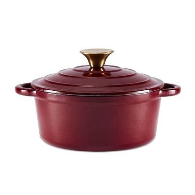 Barbary & Oak Foundry 20cm Round Cast Iron Casserole-Bordeaux Red