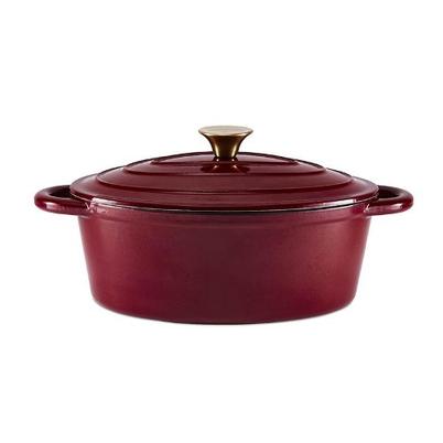 Barbary & Oak Foundry 29cm Oval Cast Iron Casserole-Bordeaux Red