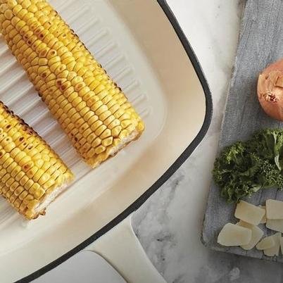 Barbary & Oak Foundry 26cm Cast Iron Grill Pan-Cream
