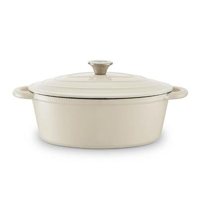 Barbary & Oak Foundry 29cm Oval Cast Iron Casserole-Cream