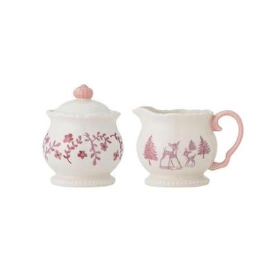Bloomingville Wonderland Milk Jug & Sugar Bowl Rose Stoneware