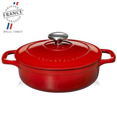 Chasseur Shallow Round Casserole 30cm-Red & Black