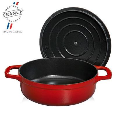 Chasseur Shallow Round Casserole 30cm-Red & Black