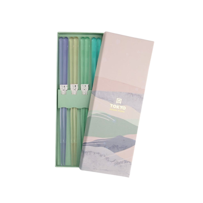 Tokyo Design Studio Acrylic Blue Chopstick Giftset 4