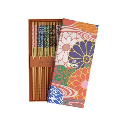 Tokyo Design Studio Orange Flower Choptstick Giftset 5